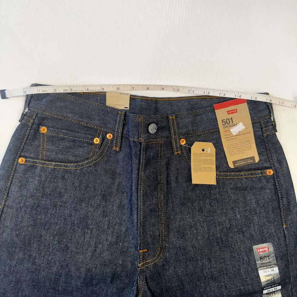 Levi’s 501 Shrink To Fit Jeans 32x32 Deadstock Dark Wash NWT Dadcore Normcore - Picture 9 of 16